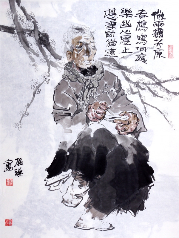 老画家 宣纸 中国画 68X78cm