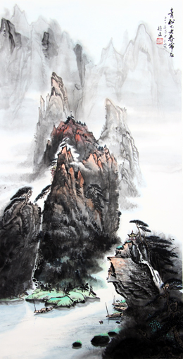 赵磊作品《青松不老春常在》137×68cm